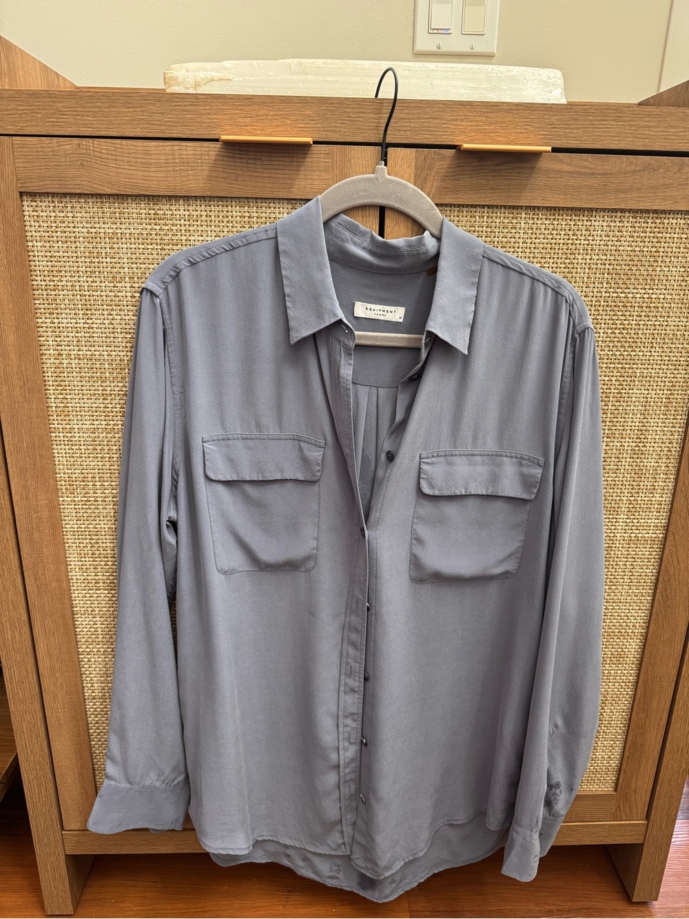 Equipment Femme Signature Silk Slate Blue/Gray Silk Button-Down Blouse